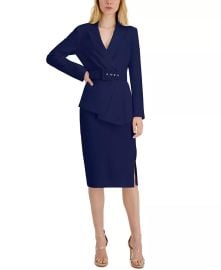 Tahari ASL Belted Wrap Skirt Suit at Macys